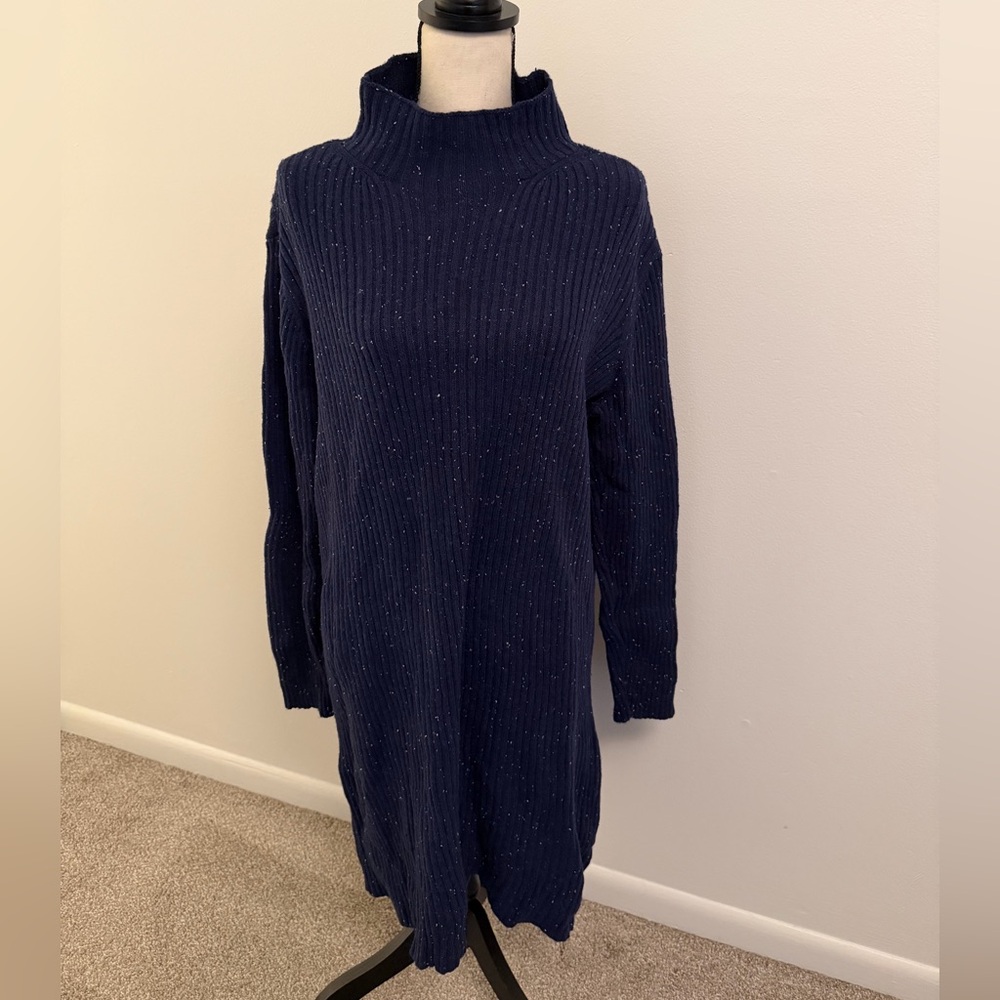 Halogen Speckled Dark Blue Cowl Neck Sweater
